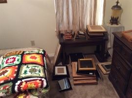 Frames, hand made afghans, another full bed