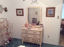 Dresser with attached mirror