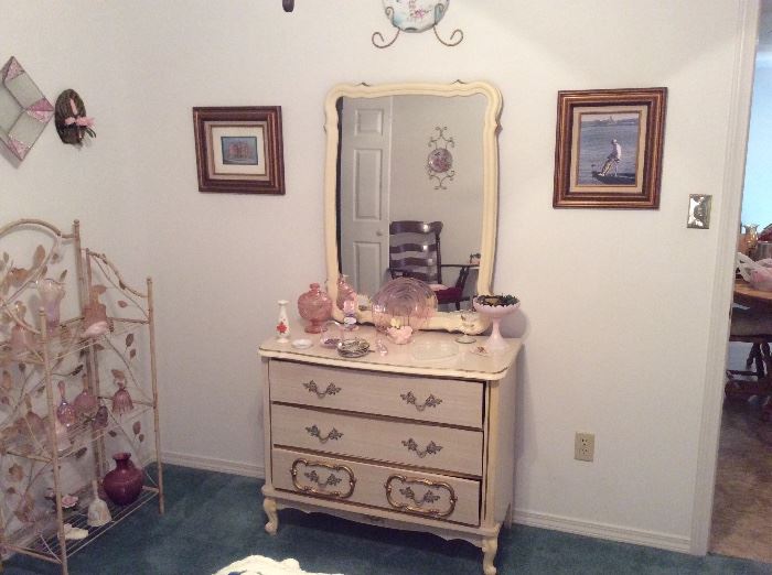 Dresser with attached mirror