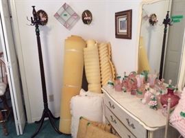 Hat rack, great dresser with mirror, more Fenton, pillows, decorator pillows 