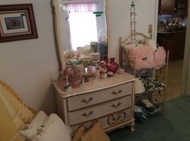 Plate holder, shelf unit, dresser with mirror, pictures