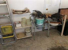 Step stool, tupperware & shelf, potty chairs