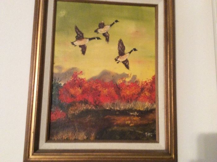 Duck oil painting