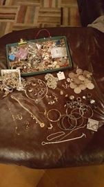 14K GOLD JEWELRY, STERLING SILVER AND FASHION. JUST RECIEVED, HAS NOT BEEN FULLY SORTED.