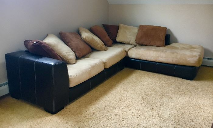 All leather and suede sectional