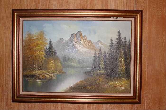 Mountain lake large oil painting