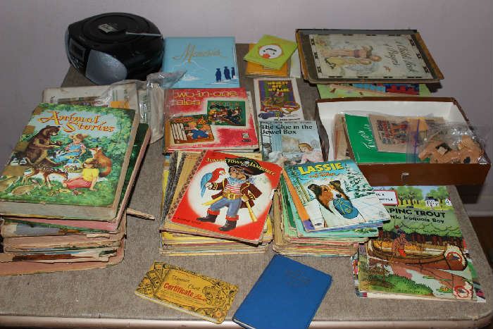 Vintage children's picture books, mostly from the late 50's/1960's including Golden Books and a copy of Little Black Sambo.