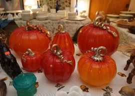 Cohn Stone signed hand blown glass pumpkins