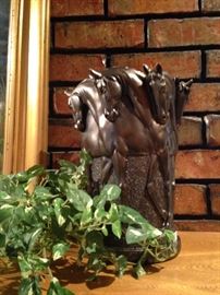 One of two horse vases