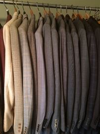 Selection of very nice men's coats including Oxford Clothes, Hickey Freeman, and Tommy Hilfiger