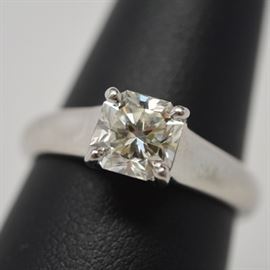 Tiffany & Co. Platinum 1.19 Cts "Lucida" Diamond Ring With Tiffany and GIA Certificate: A platinum Tiffany and Company 1.19 Cts “Lucida” diamond ring. Diamond features a square mixed cut with trellis style mount. Ring includes a GIA certificate and Tiffany & Co diamond certificate #16778192/C05030215.