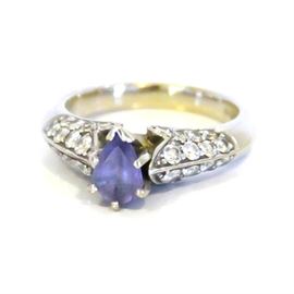 14K White Gold, Tanzanite and Diamond Ring: A 14K white gold, tanzanite and diamond ring.
