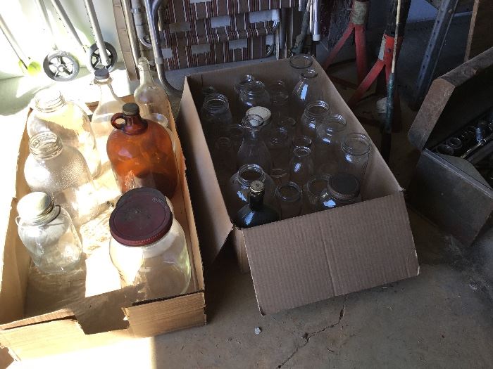 Old jars and milk bottles