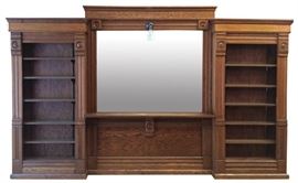 Oak barbershop back bar