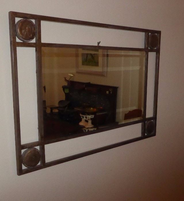 Metal frame wall mirror