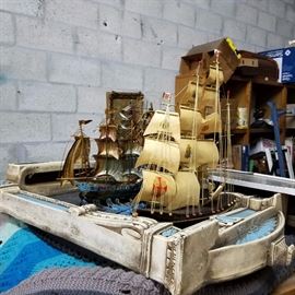 Vintage Large and small clipper ships
