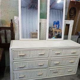 White faux bamboo bedroom set. 