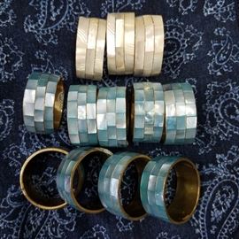 Abalone and brass napkin rings