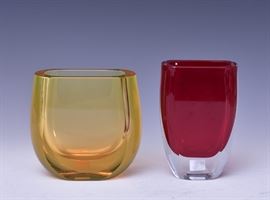 Two Italian Art Glass Vases
the tallest 6 3/8" high
both signed Blook