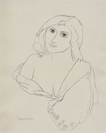 Walt Kuhn
Rhoda
14 3/4" x 11 3/4" (sight) lithograph
pencil signed lower left