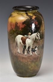 Doulton Scenic Vase	
Farmer with a Horse and Dog
12" high
retailed by Tiffany & Co, New York