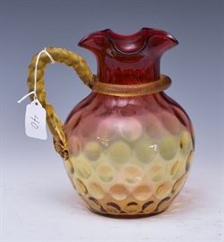 Victorian Amberina Art Glass Pitcher	
8" high
late 19th century