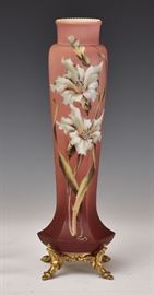 Nakara Wave Crest Vase	
with flower decoration
on a gilt metal base
13 3/4" high
circa 1900