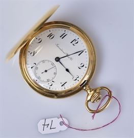 18k Gold Hunter's Case Pocket Watch	
International Watch Co.
with second hand dial
1 3/4" diameter, 60.4 dwt gross