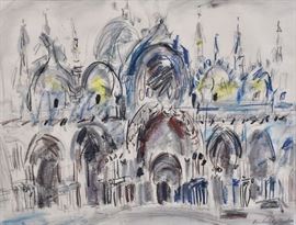 Vaclav Vytlacil	
Untitled (Cathedral)
23" x 30 1/2" conte crayon with pencil
signed and dated 1956 lower right