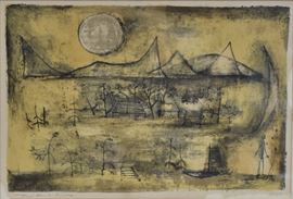 Zao Wou-Ki	
Montagnes et Soleil
11 3/4" x 17 1/4" lithograph
from an edition of 200
pencil signed lower left