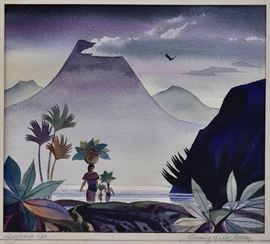 Dale Nichols (2)	
Man of Santiago-Lake Atitlan
Evening At Lake Atitlan
each 12" x 13 1/2" watercolor
both signed and dated 1962 lower left