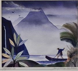 Dale Nichols (2)	
Man of Santiago-Lake Atitlan
Evening At Lake Atitlan
each 12" x 13 1/2" watercolor
both signed and dated 1962 lower left