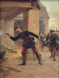 Paul Grolleron	
French Military Scene
16" x 12 1/2" oil on cradled panel
signed lower left