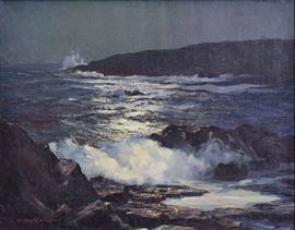 Stanley Woodward	
Moonlight on Lobster Point
28" x 36" oil on canvas
signed lower left