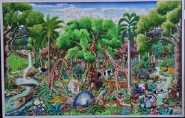 Wilson Anacreon	
Garden of Eden
35" x 55" oil on canvas
signed and dated 1977 lower left