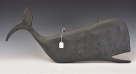 Sperm Whale Trade Sign	
painted zinc over hollow mesh wire
32" long
mid-20th century