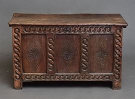 Pilgrim Century Oak Blanket Chest	
Connecticut
42 1/2" x 23", 25" high
late 17th century