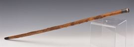 Folk Art Walking Stick	
with locomotive & eagle
sterling top, 37" long
late 19th century