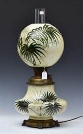 Bradley & Hubbard Banquet Lamp	
decorated with ferns
21" high
early 20th century