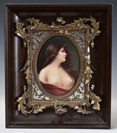 KPM Porcelain Plaque	
Semi-Nude Beauty
7" x 5" oval plaque
late 19th century