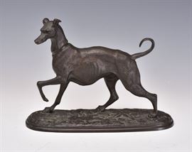 Russian Bronze Dog	
The Whippet
9" diameter, 7" high
early 20th century