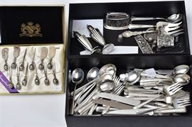 Partial Set of International Sterling Flatware
Description	
Courtship pattern, 64 pieces
62 troy ounces flatware
together with group of misc flatware
mesh purse, thimbles, 2 lighters,
comb and salt and pepper shaker