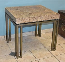 Modern Side Table	
with crushed shell top
28" x 26", 26" high