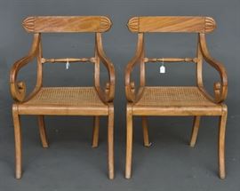 Pair Biedermeir Arm Chairs	
with caned seats
31 1/2" high
early 20th century