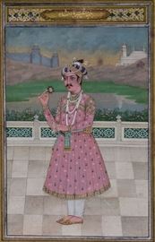 Persian Painting
Nobleman with Dagger and Flower
6 1/4" x 4" gouache
18th/19th century
