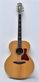 Collings Acoustic Guitar
Small Jumbo with spruce top and maple
back, sides and neck. Gold Schaller mini
tuners. Ebony fingerboard with pearl diamond
inlay. Signed by the maker
41" long, model SJ, 2001
serial # 6353
with Collins hard shell case