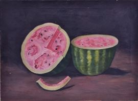 American School
Still Life with Watermelon
22" x 30" oil on canvas
unsigned, circa 1900