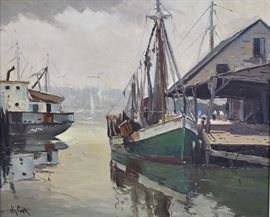 Otis Cook
Dock Scene with Boats
20" x 24" oil on canvas
signed lower left
