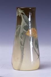 Rookwood Vase
with thistle decoration
6 3/4" high
dated 1905 and signed Edward G. Diers