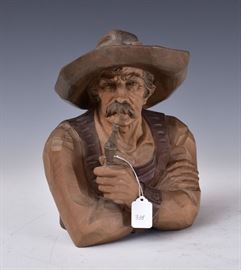 Bavarian Carved Bust
Gent with a Pipe
11" high
20th century